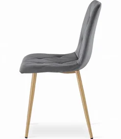 Chaise Valora TYRA en velours gris foncé avec pieds en bois x4