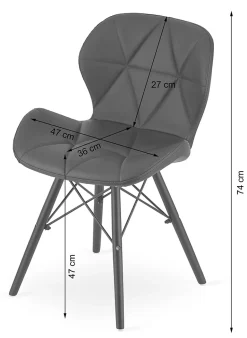 Chaise VALORA WAKO - Design ergonomique moderne, grise avec pieds noirs x 2