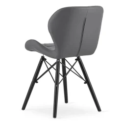 Chaise VALORA WAKO - Design ergonomique moderne, grise avec pieds noirs x 2