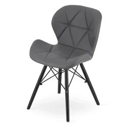 Chaise VALORA WAKO - Design ergonomique moderne, grise avec pieds noirs x 2