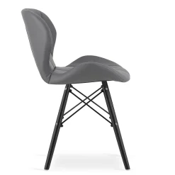 Chaise VALORA WAKO - Design ergonomique moderne, grise avec pieds noirs x 2