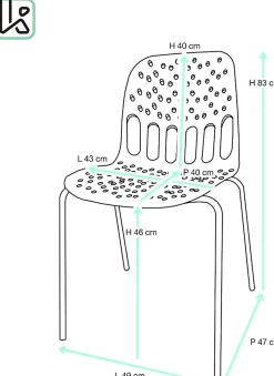 Chaises de cuisine design, lot de 4, empilables, pied, métal kio (rouge blanc)