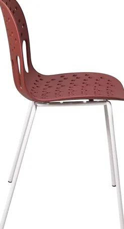 Chaises de cuisine design, lot de 4, empilables, pied, métal kio (rouge blanc)