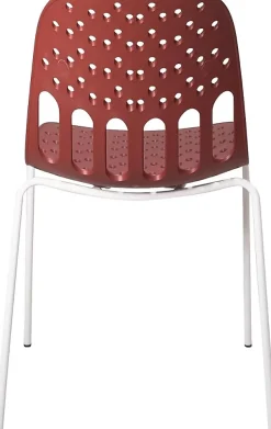 Chaises de cuisine design, lot de 4, empilables, pied, métal kio (rouge blanc)