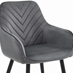 Chaises de salle à manger Valora WAAV Velours gris foncé avec pieds noirs x 2