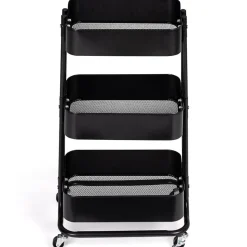 Chariot 3 niveaux desserte étagère de rangement à roulettes acier noir