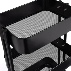 Chariot 3 niveaux desserte étagère de rangement à roulettes acier noir