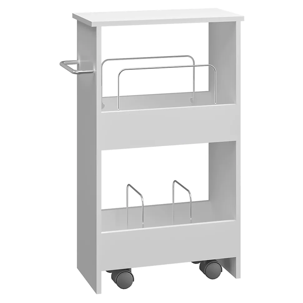 Chariot à roulettes Katra 67 x 40 x 20 cm blanc en.casa