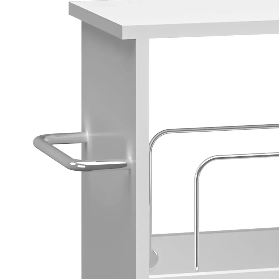 Chariot à roulettes Katra 67 x 40 x 20 cm blanc en.casa