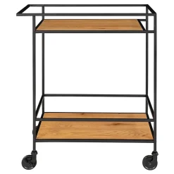 Chariot de bar Vita avec 2 étagères en chêne et cadre noir - Design moderne et élégant