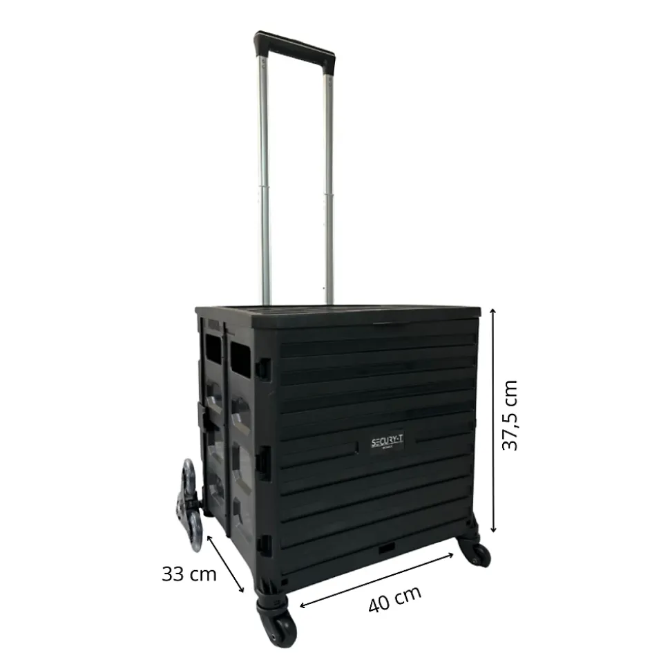 Chariot de course 8 roues - Pliable - Plastique - Avec Couvercle - Noir - 70Kg