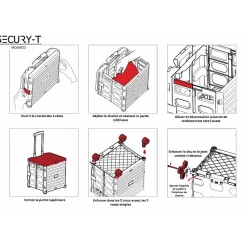 Chariot de course 8 roues - Pliable - Plastique - Avec Couvercle - Noir - 70Kg