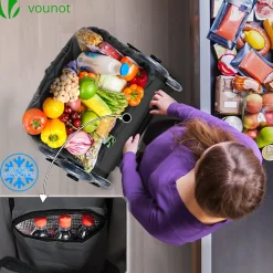 Chariot de course pliable monte escalier aluminium avec crochets noir VOUNOT