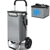 Chariot de course pliable aluminium 2 roues avec sac isotherme gris VOUNOT