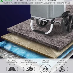 Chariot de course pliable aluminium 2 roues gris VOUNOT