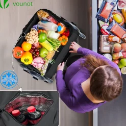 Chariot de course pliable monte escalier aluminium avec crochets noir VOUNOT