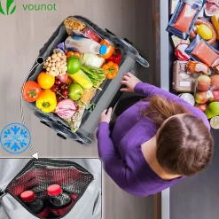 Chariot de course pliable monte escalier aluminium avec crochets gris VOUNOT