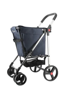 Chariot de course pliable 4 roues bleu marine Rolser