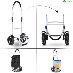 Chariot de course pliable aluminium 2 roues noir VOUNOT