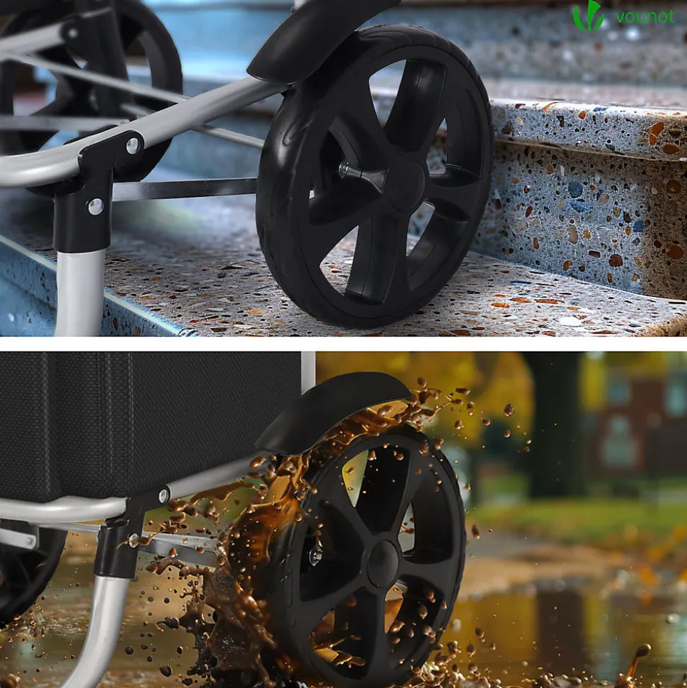 Chariot de course pliable aluminium 2 roues noir VOUNOT