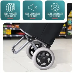 Chariot de courses 2 roues pliable 59L noir VOUNOT