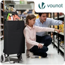 Chariot de courses 2 roues pliable 59L noir VOUNOT