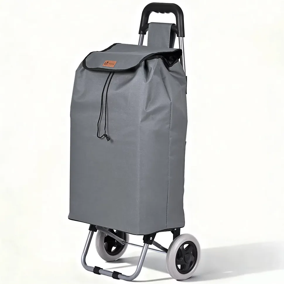 Chariot de courses 2 roues pliable 59L gris VOUNOT