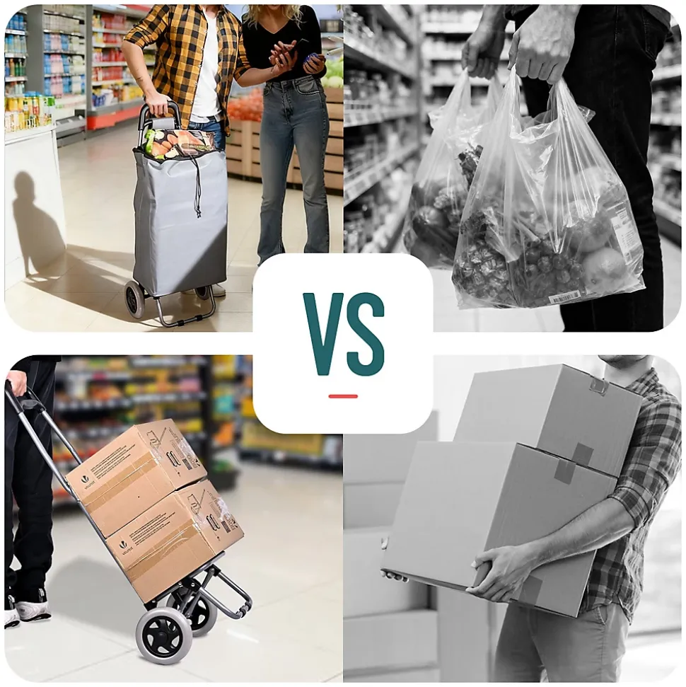 Chariot de courses 2 roues pliable 59L gris VOUNOT