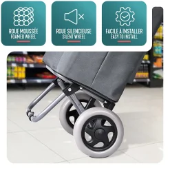 Chariot de courses 2 roues pliable 59L gris VOUNOT