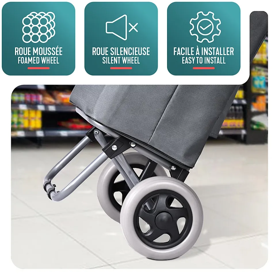 Chariot de courses 2 roues pliable 59L gris VOUNOT