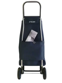 Chariot de courses 2 roues Rolser Imax noir et blanc à motif géométrique 43L H.104 x l.41 x P.32,5cm