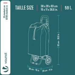 Chariot de courses 2 roues pliable 59L bleu marine VOUNOT