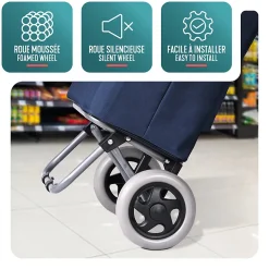 Chariot de courses 2 roues pliable 59L bleu marine VOUNOT