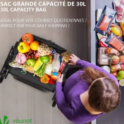 Chariot de courses pliable monte escalier style oxford gris VOUNOT