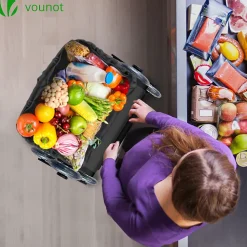 Chariot de courses pliable monte escalier aluminium noir VOUNOT