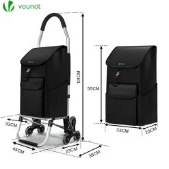 Chariot de courses pliable monte escalier aluminium noir VOUNOT