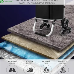 Chariot de courses pliable monte escalier aluminium noir VOUNOT