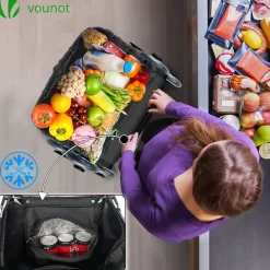 Chariot de courses pliable monte escalier aluminium avec sac isotherme noir VOUNOT