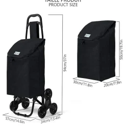 Chariot de courses pliable monte escalier style oxford noir VOUNOT