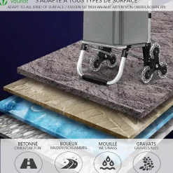 Chariot de courses pliable monte escalier aluminium gris VOUNOT