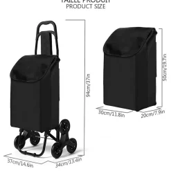 Chariot de courses pliable monte escalier noir VOUNOT