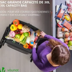 Chariot de courses pliable monte escalier noir VOUNOT