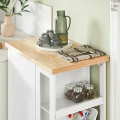 Chariot de Service à Roulettes,Meuble de Rangement Cuisine et Salon,Blanc,FKW75-WN,SoBuy