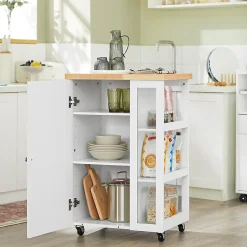 Chariot de Service à Roulettes,Meuble de Rangement Cuisine et Salon,Blanc,FKW75-WN,SoBuy