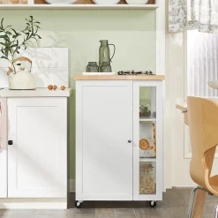 Chariot de Service à Roulettes,Meuble de Rangement Cuisine et Salon,Blanc,FKW75-WN,SoBuy