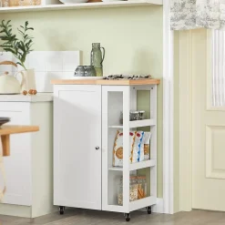 Chariot de Service à Roulettes,Meuble de Rangement Cuisine et Salon,Blanc,FKW75-WN,SoBuy