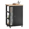 Chariot de Service à Roulettes,Meuble de Rangement Cuisine et Salon,Noir,FKW75-SCH,SoBuy