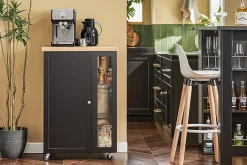 Chariot de Service à Roulettes,Meuble de Rangement Cuisine et Salon,Noir,FKW75-SCH,SoBuy