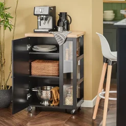 Chariot de Service à Roulettes,Meuble de Rangement Cuisine et Salon,Noir,FKW75-SCH,SoBuy