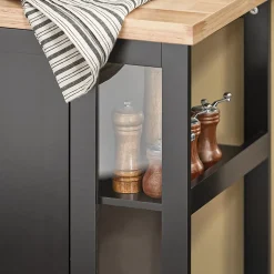 Chariot de Service à Roulettes,Meuble de Rangement Cuisine et Salon,Noir,FKW75-SCH,SoBuy